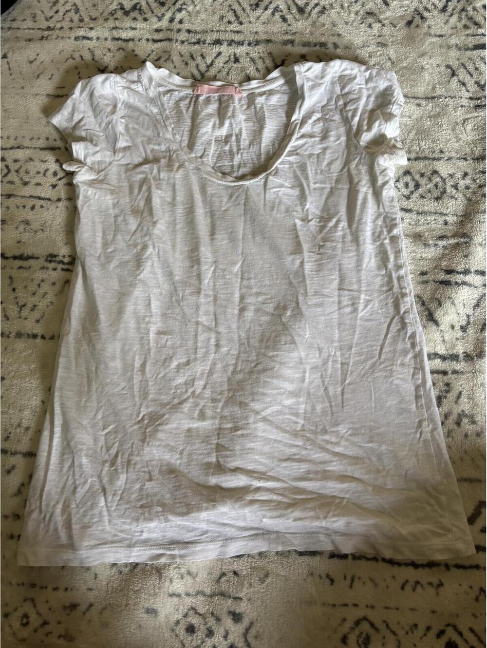 White Short Sleeve Scoop Neck T-Shirt Top